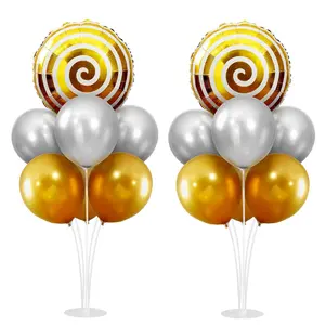 Candy Party Balloon Stand Kit – 2 Sets with Lollipop Foil Balloons for Table Centerpieces
