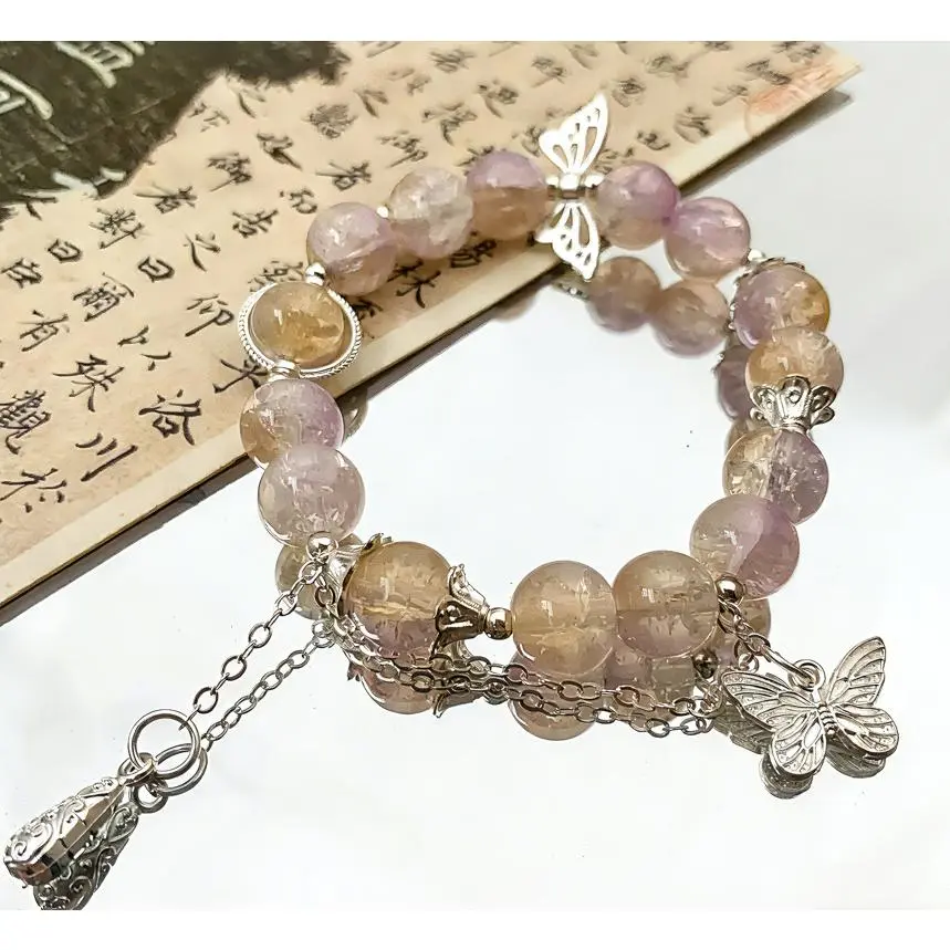 S315-Yellow-Purple Corn Cob Butterfly Bracelet#SZ1