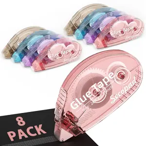 8 Pack Scrapbook Tape, Double Sided Tape for Crafts, Adhesive Glue Runner for Scrapbooking Journaling Supplies, Glue Roller for School Office Teacher, 0.3IN x 26FT, Clear Light-Colored Shell