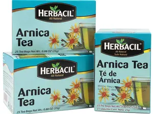 Herbacil Arnica Herbal Tea, Herbal Blend, Caffeine-Free, All Natural, 3-pack of 25 bags per box (75 Tea Bags), 0.88 oz Each