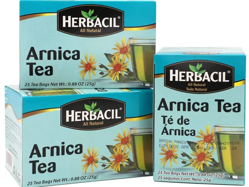 Herbacil Arnica Herbal Tea, Herbal Blend, Caffeine-Free, All Natural, 3-pack of 25 bags per box (75 Tea Bags), 0.88 oz Each