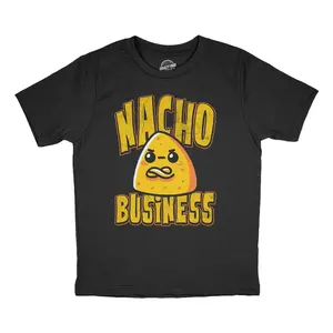 Youth Funny T Shirts Nacho Business Sarcastic Food Joke Graphic Novelty Tee For Kids Funny T Shirts Funny Food Short Sleeve Novelty Tees for Kids Black -