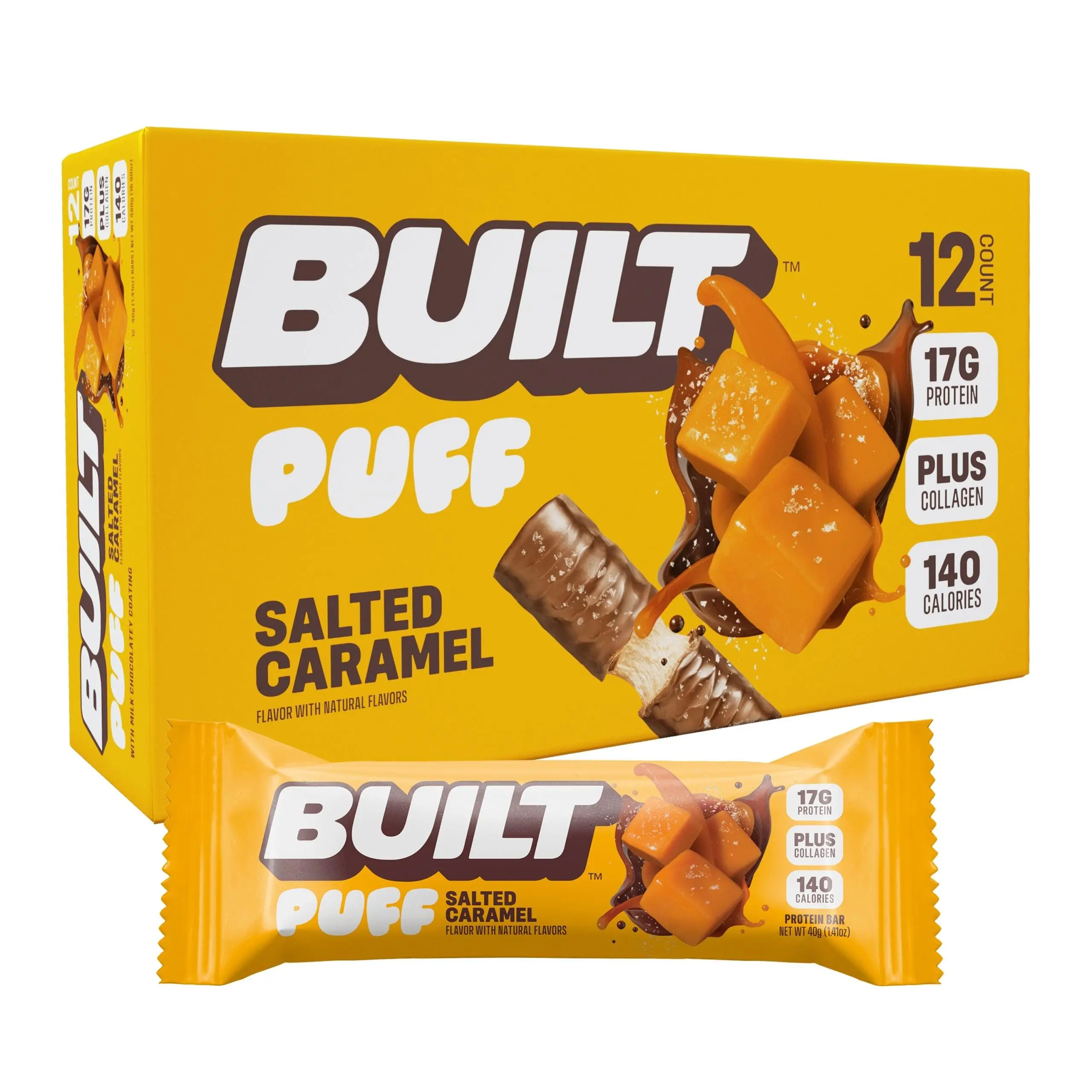 ThayerBUILT Puff Protein Bar Salted Caramel 1.41 oz 12 ct