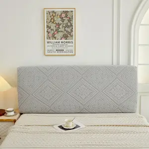 Elastic Jacquard Velvet Headboard Cover, Dustproof Full Wrap Bed Back Protector, Fits 1.2-2.2m Beds, Home Decor Essential