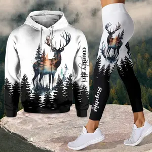 Country Girl - Personalized Hunting Hoodie and Leggings Set, Custom Deer Hunting Outfit for Women, Outdoor Sportswear Gift