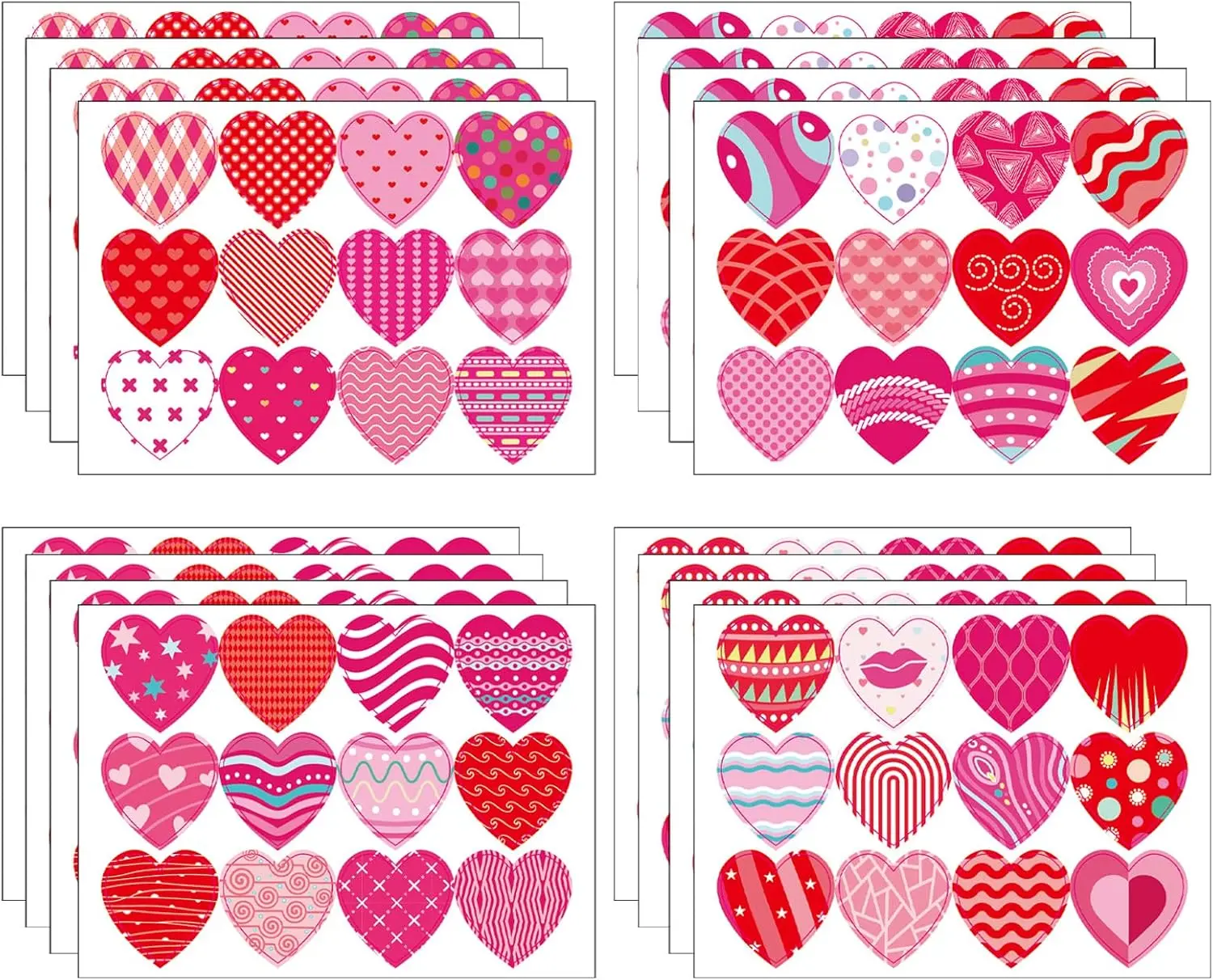 24 Sheets Valentine Day Stickers Heart Stickers Labels,Valentine's Day Sticker Gift Box Envelope Wedding Stick Sticker, Valentine Crafts Party Favors Gifts Decorations Supplies