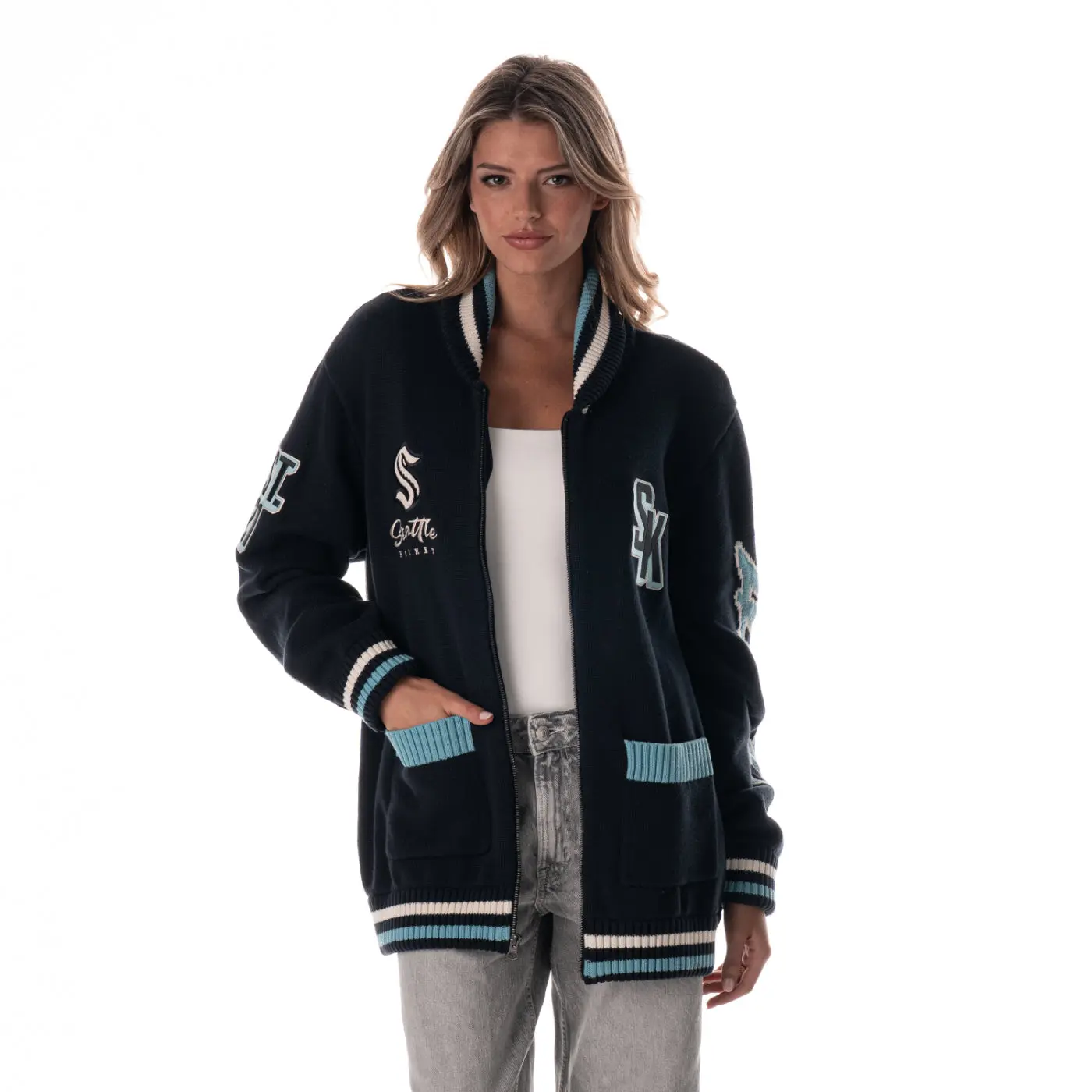 Seattle Kraken Jacquard Zip Up Sweater