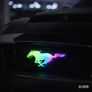 Mustang Pony Multicolor LED Grille Emblem RGBW Flow-Series Bluetooth + Remote Controlled, Plug-and-Play