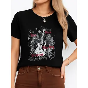 Women's Minimalist Solid Crew Neck Short-Sleeve Fit T-Shirt - Black Casual Streetwear, Comfortable Breathable Fabric, Regular Fit All-Season Everyday Top Suitable for Music Festivals, Made in USA