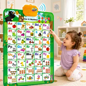 Talking Alphabet Poster for Toddlers, Interactive ABC & 123 Learning Chart with Music, Letter Sounds, Word Spelling & Animal Words, Preschool Language Toy