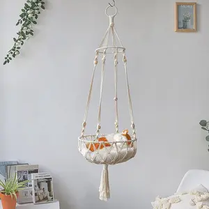 Hanging Cat Bed Basket, Bohemian Style Pet Nest for Cats & Kitties, Durable Hanging Design, Perfect for Indoor Use, No Pad Included
