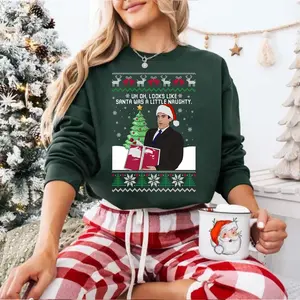 The Office Christmas Sweatshirt, Santa Was A Little Naughty Sweater, Funny Michael Scott Shirt, Christmas Gift for Her, Womenswear's Top