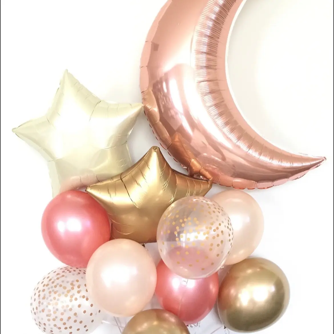 Rose Gold Twinkle Little Star Balloons | Over The Moon Bridal Shower |To the Moon and Back Baby Shower Decor | Ivory and Gold Celestial Birthday Balloons