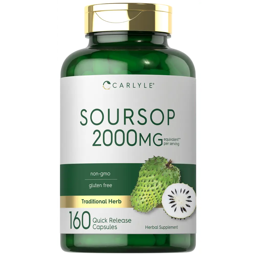 Carlyle Soursop Leaves | 2000mg | 160 Capsules | Traditional Herb | Non GMO, Gluten Free Supplement