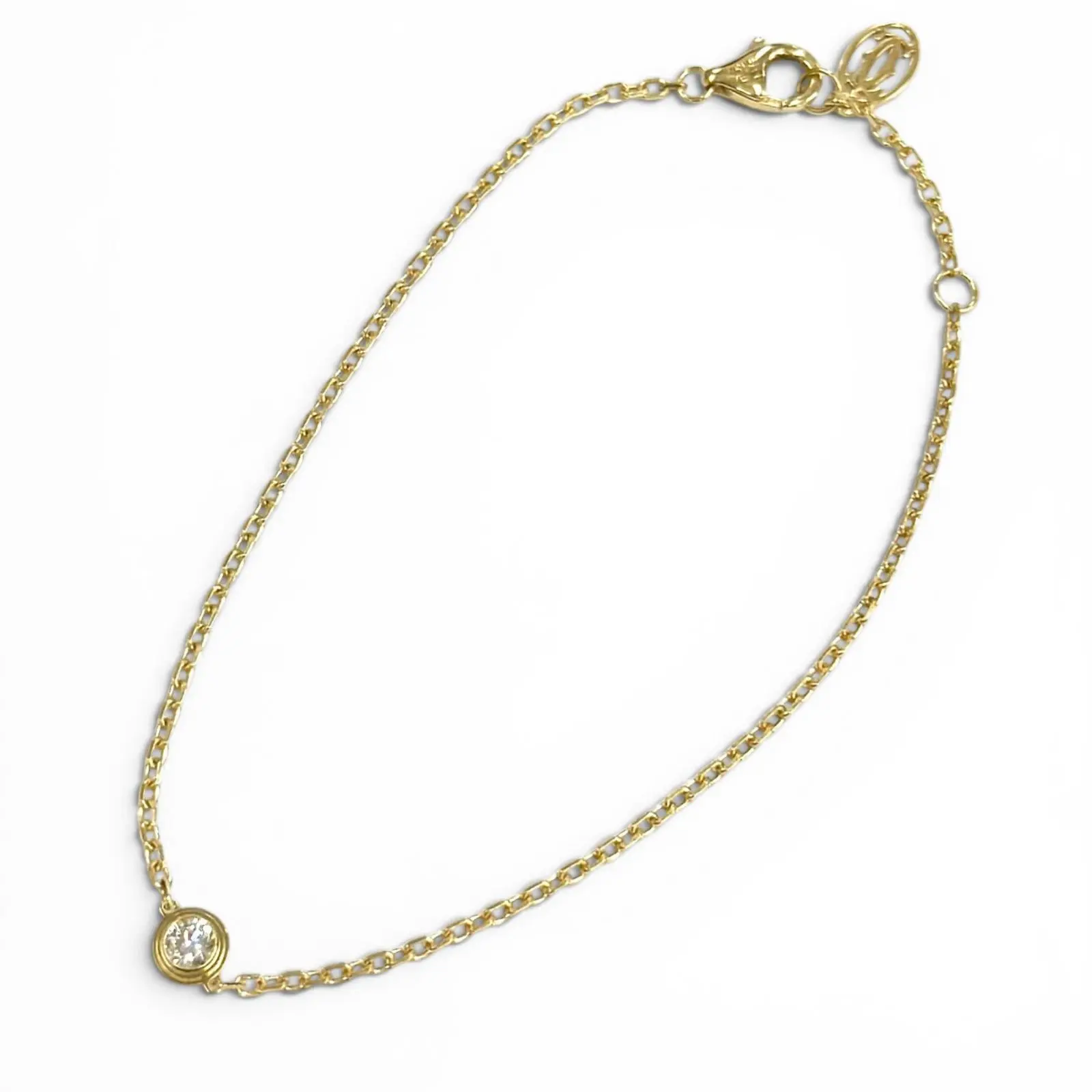 Pre-owned Cartier 18K Yellow Gold (Au750) Small Leather Goods Diamants Legers Au750 Bracelet
