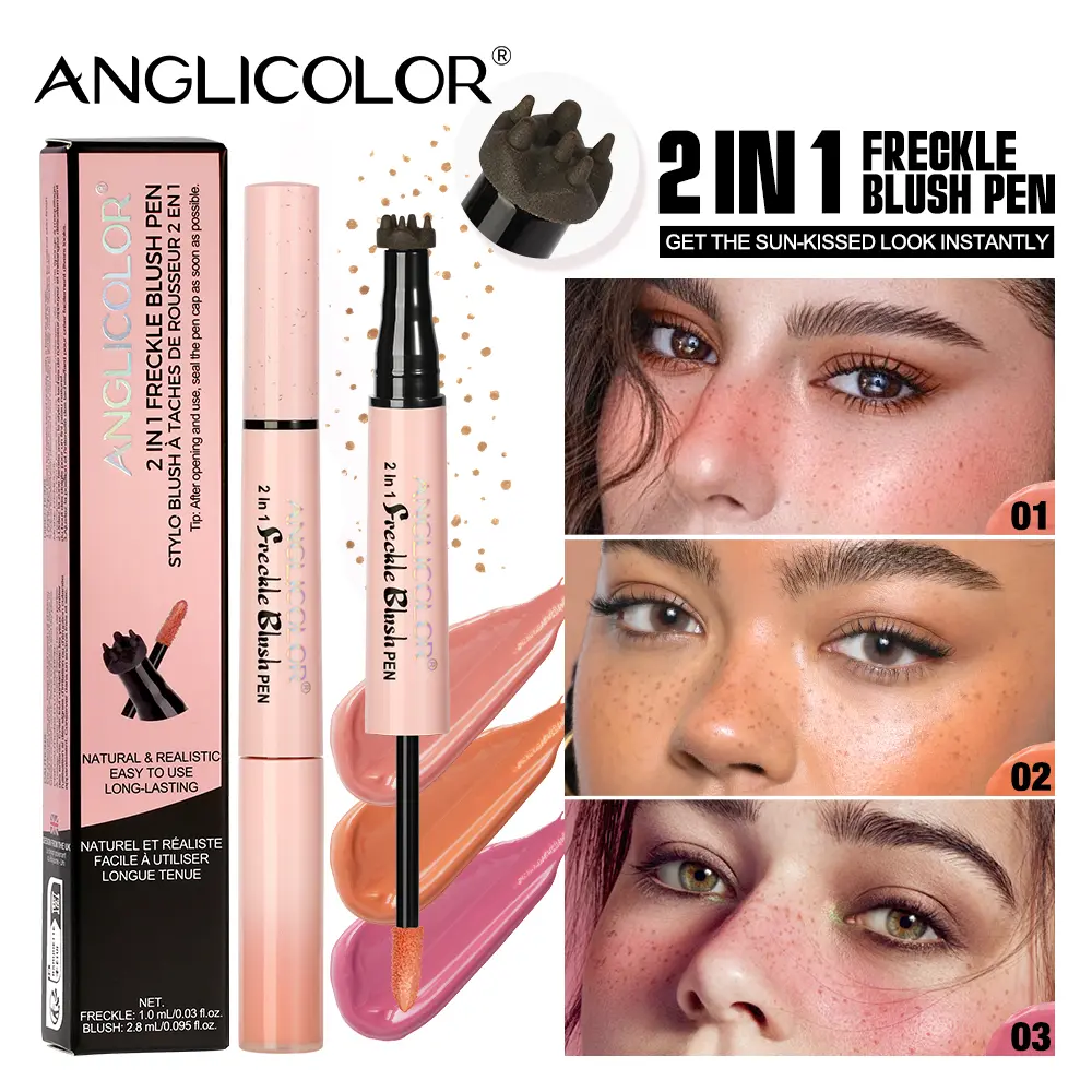 2 in 1 Freckle Blush Pen Waterproof Long Lasting Liquid Blush & Natural Freckle Makeup Tool Precision Dot Applicator Sun Kissed Glow Face Makeup Daily Beauty Essential Cosmetic
