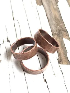 Copper Hammered Ring - Earthy Style for Men and Women