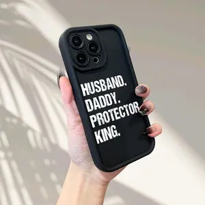 Phone Case: HUSBAND.DADDY.PROTECTOR.KING Text Pattern, Hot-Selling  Creative Cartoon Design, New All-Seeing Eye Ladder Phone Case, Fun, Unique, and Chic, Simple and Stylish Trendy Gift Phone Case for Men and Women, Suitable for iPhone 16 15 14 13 12