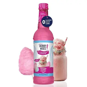 Jordan's Skinny Mixes Sugar Free Syrup, Cotton Candy Flavor, Fruit Flavored Water Enhancer, Drink Mix, Iced Tea, Lemonade, Drinks, Low Calorie Water Flavoring, Dairy & Gluten Free, Kosher, 25.4 Fl Oz