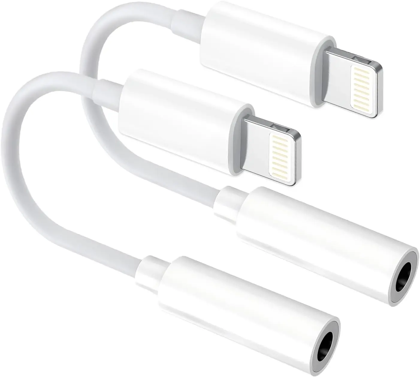 2 Pack Lightning to 3.5mm Aux Audio Adapter, Headphone Jack Converter Dongle for iPhone 14/13/12/X/XR & iPad (Supports All iOS Systems)