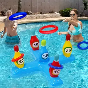 5pcs Inflatable Bowling Game Set - Suitable for Family Gatherings, Bar Drinking Games, and Poolside Fun. Made of Durable PVC Material. for Ages 14 and up (circle Colors Are Random).