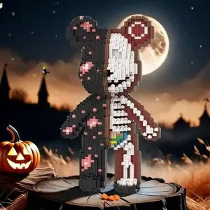 7119 Piece Bold Skull Bear Set, Building Block Model, Mixed Color Durable Plastic, Office Desk Decor, Party Supplies, Creative DIY Holiday Gift