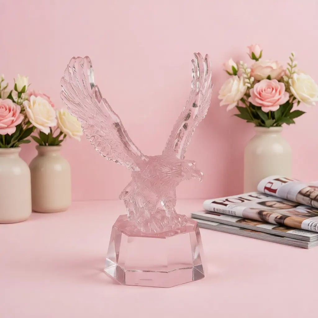 Natural Stone Spread-Wing Eagle Carving Ornament - Natural Crystal Feng Shui Craft for Business Office Career Success