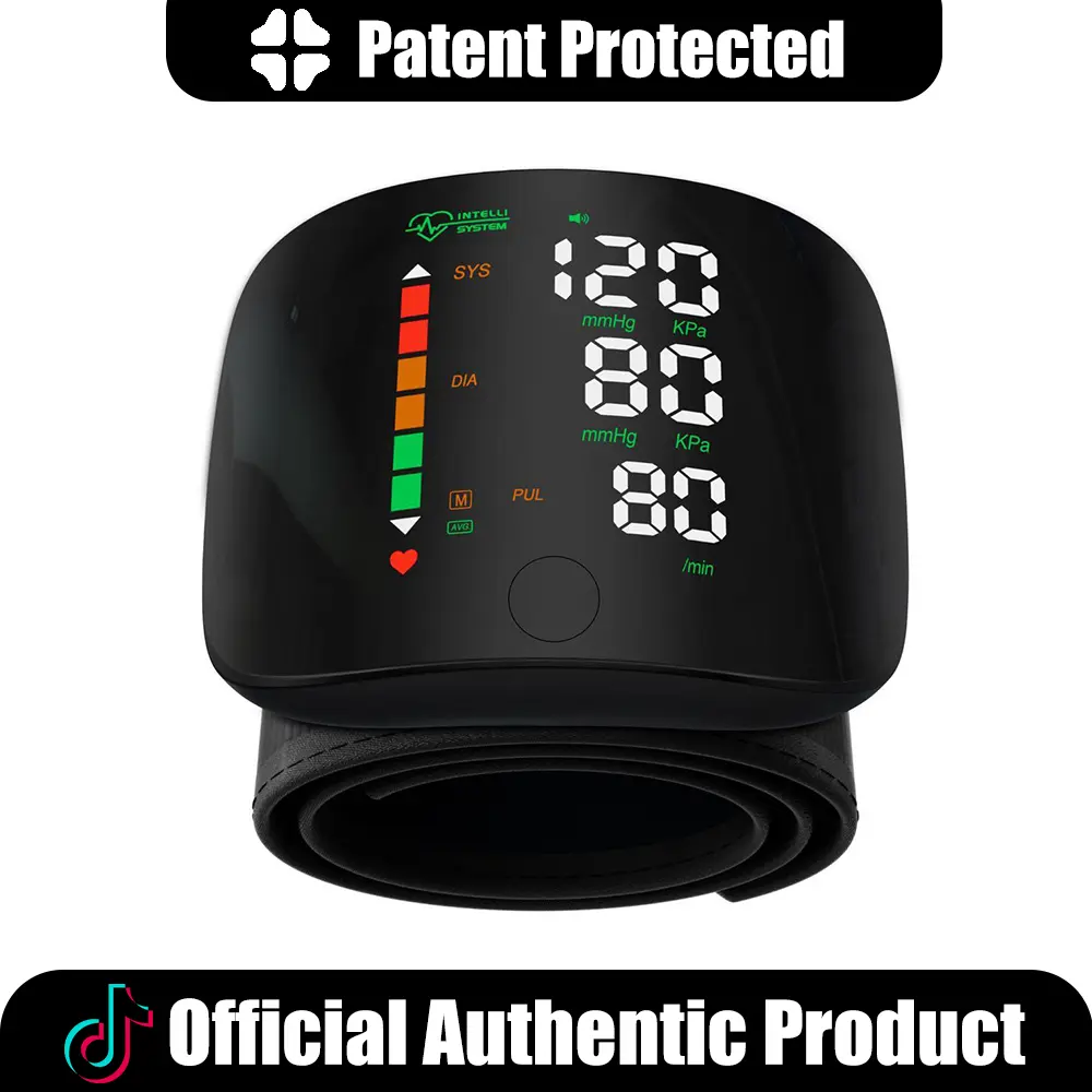 Ziqing Wrist blood pressure monitor, rechargeable blood pressure monitor for home use, LED display, voice broadcast, wrist measuring instrument, touch screen wrist blood pressure cuff, 99x2 reading memory wrist blood pressure monitor, with carrying case.