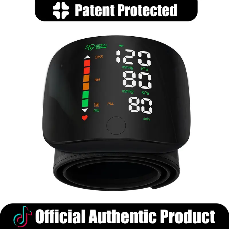 Ziqing Digital Wrist-No-Sleeve Cuff BP Machine, Rechargeable Home Blood Pressure & Heart Rate Monitor with Built-in Lithium Battery, LED Display, Voice Broadcast, Touch Screen, 198 Memory Readings, Carrying Case,home decor