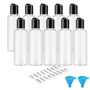 10Pcs 3.4oz Clear Travel Bottles for Toiletries TSA Approved Leakproof Travel Size Containers Empty Small Plastic Shampoo Lotion Bottles with Labels - Home Improvement.