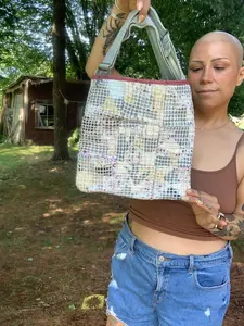 Granny Square Bag - Vintage Lace Design, Larger Size for Storage, Elegant Statement Piece for Any Occasion