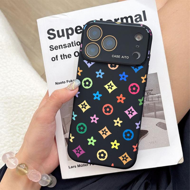 Trendy unique colorful Monogram Pattern Solid Color Phone Case with Ultra Skin friendly Touch, All Inclusive Lens Phone Case Suitable for Apple 17 16 15 14 13 12