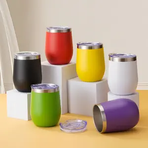 LMMAKE Double Wall Vacuum Insulated Wine Tumbler 12oz Stainless Steel Stemless Travel Mug with Removable BPA-Free Lid Dishwasher Safe Shatterproof Eco Friendly Drinkware for Cold & Hot Drinks