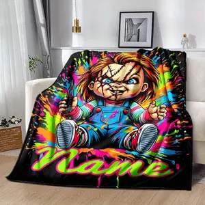 Chucky Blanket Flannel Polyester Soft Warm Personalized Outdoor Nap Camping Travel Sofa Gift For Friends Family Horror Movie Fans Cozy