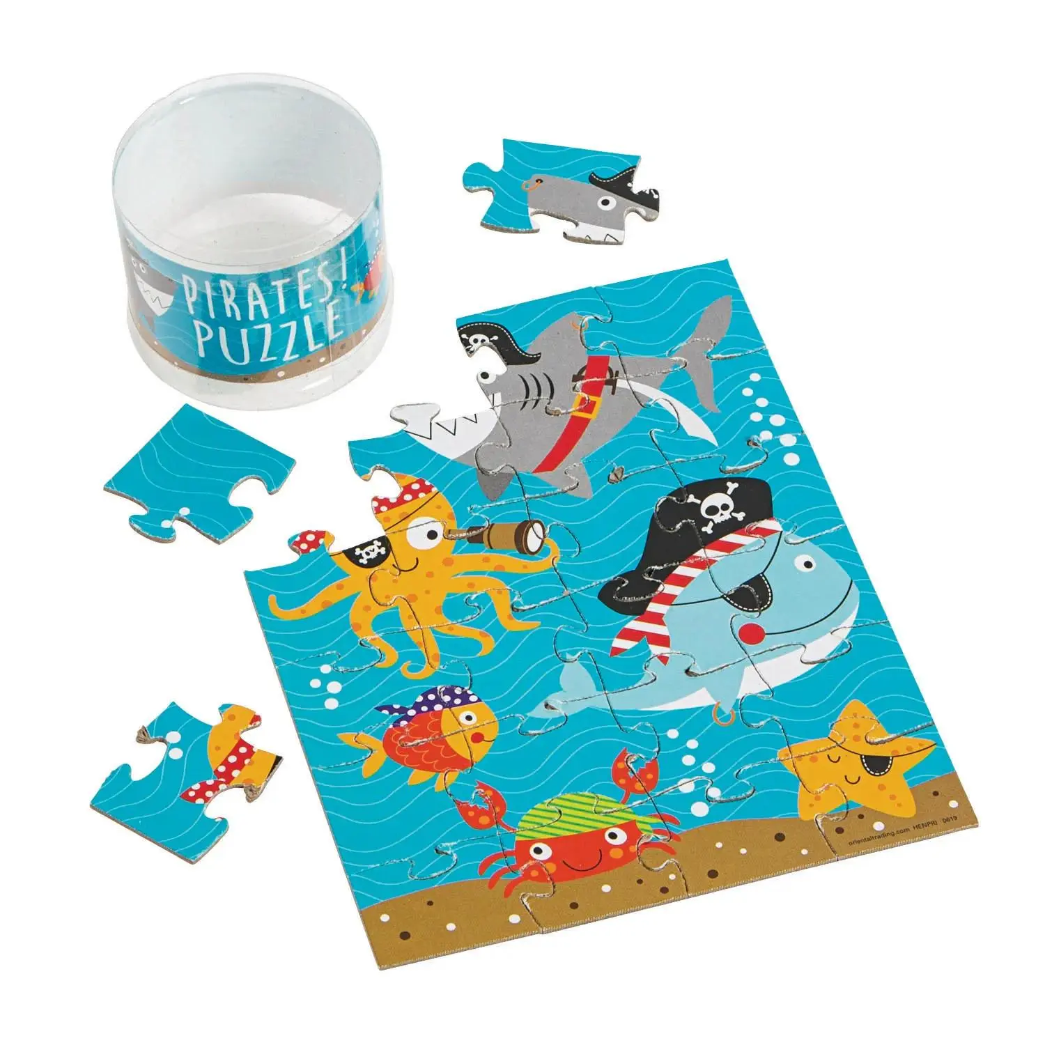 Mini Pirate Animal Shape Puzzle Game Set - 12-Piece Kids' Puzzles for Toys & Hobbies