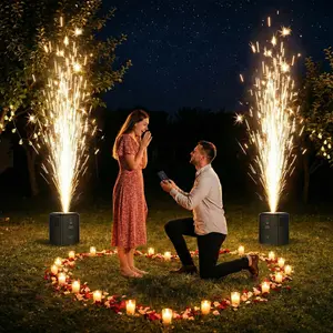 350W Mini Cold Spark Machine, Portable FX Device with Auto Safety Cutoff,6-10 ft Output, Stage/Wedding/Event Special Effects Machine Firework Party ,Party Stage Sparkle DJ Party Show, （No DMX, Not Include Material）