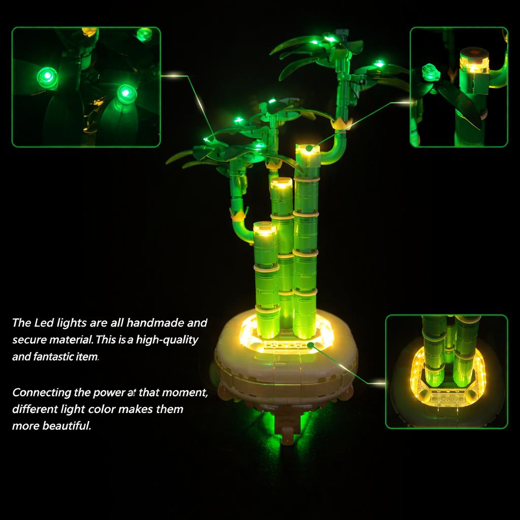 LYBMTWF Light kit for  The Botanical Collection Lucky Bamboo Décor 10344-Creative Lighting Kit for Building Blocks， Adults Ages 18+ - Fake Plant Decoration for Table, Desk, Office - Gift for Valentines Day（No Bricks Included）