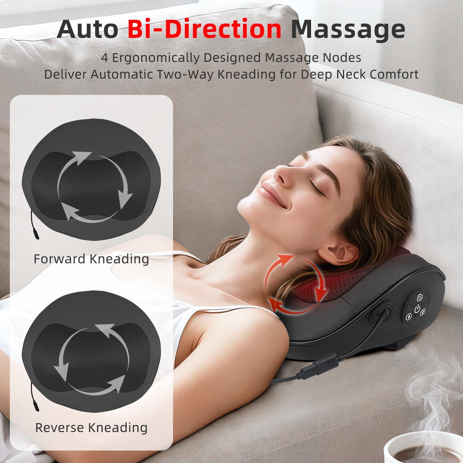 Electric Massager Pillow, Ultra-Quiet Corded Neck and Shoulder Massager with Heat, Portable 3D Kneading for Shoulder, Leg & Calf Muscle Pain Relief, Relaxing Gift for Men & Women ,stress  relief  products