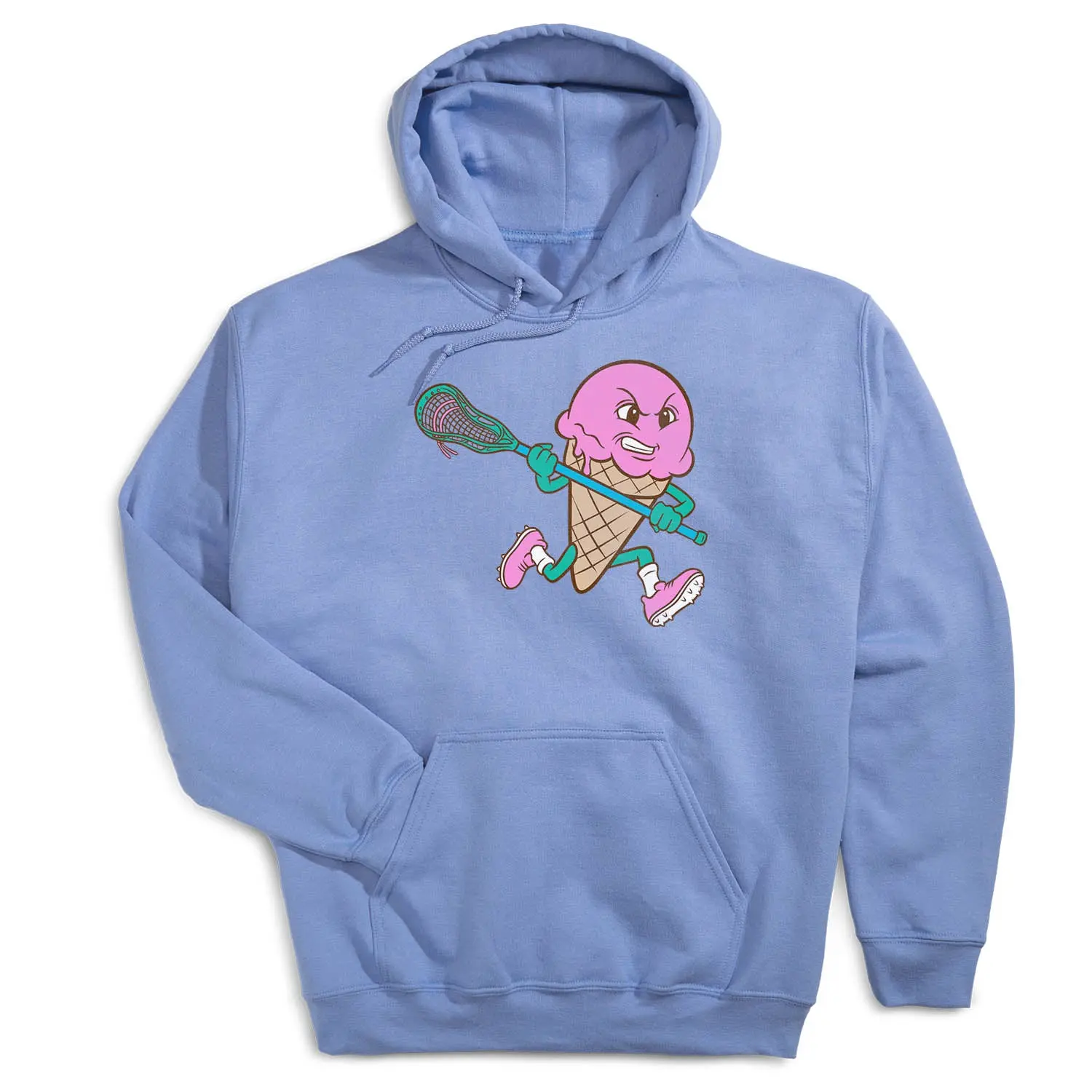 Men's Lacrosse Hooded Pullover Sweatshirt - Casual Long Sleeve Menswear Top with Soft Classic Ice Cream Print and Character Art