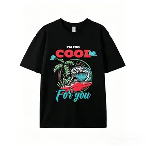 Skull print T-shirt, short-sleeved crew neck loose fit men's wear, bold statement limited edition fashion street casual angel T-shirt, vacation, leisure, mom gift.