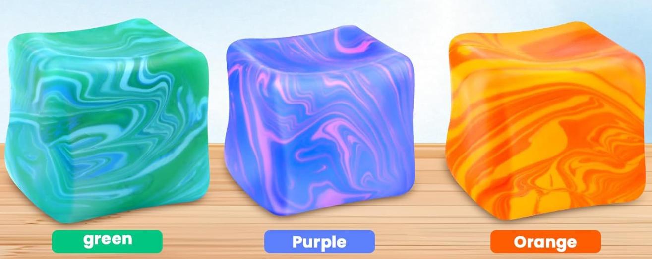 Squishy Sensory Fidget Toys Stress Cube, Gel Filled Stretchy Stress Balls for Kids Adults, Soft Ice Cube Sugar Ball for Boys Girls, Slow Rising Squishies Squeeze Balls Anxiety Relief for Autism, Gifts