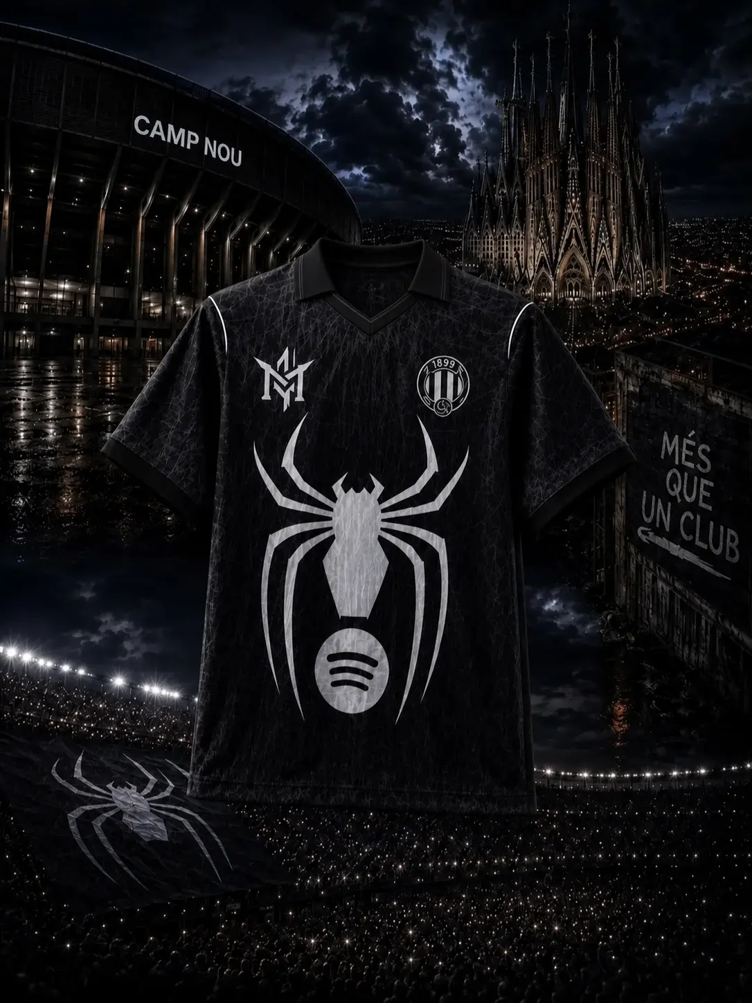 Men's Black White Web Soccer Chivas Jersey, All Over Print Polo Collar Football Shirt, Graphic Game Day Fan Sports Top, Short Sleeve Jersey