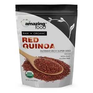 Amazing Food Red Quinoa | 12 Oz | USDA Certified Organic | Vegan | Gluten Free | Non-GMO | Made in USA