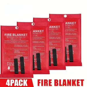 1/2/4 Packs Fire Blankets 40''x40'' Fiberglass Emergency Fire Blankets Fireproof Emergency Fire Blanket, Fire Protection Flame Retardant-Christmas Gift for Home, Kitchen, Camping, Hiking