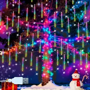 8-Tube LED Meteor Shower Lights, Outdoor Festive Hanging Decoration, Water-Resistant, USB-Powered for Garden, Yard, Trees, Christmas, Holiday Parties, Party Decor