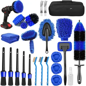26 count  Detailing Brush Set,  Detailing Kit,  Detailing Brushes,  Cleaning Kit,  Windshield Cleaning Tool, Professional  Care kit -  Wash Brush kit for Interior Exterior Wheels