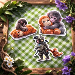 Baby Punch Monkey Sticker, Abandonment Monkey Car Magnet