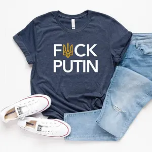 F4ck Putin T-Shirt  Anti-Russia, Pro-Ukraine Tee  Stand with Ukraine Shirt  Anti-War Unisex Cotton Tee