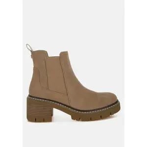 Rag & Co Womens Vostok Suede Chunky Chelsea Boots 8