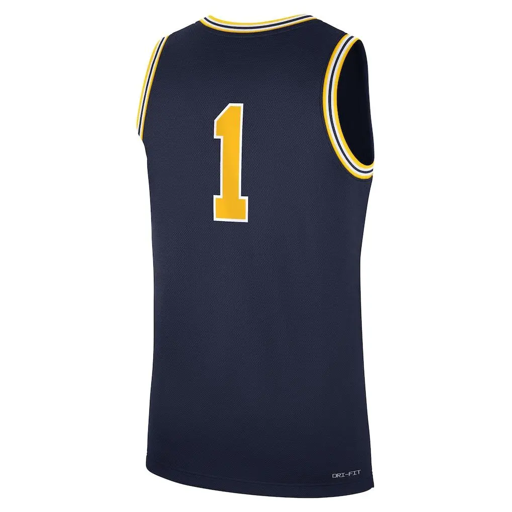Michigan Wolverines Navy Road Basketball Jersey, Men’s Sleeveless Fan Edition Shirt, College Game Day Sportswear, Retro Basketball Streetwear & Fan Apparel